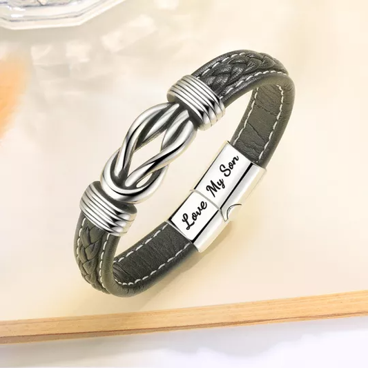 To Our Son - 'Forever Linked Together' Braided Leather Bracelet