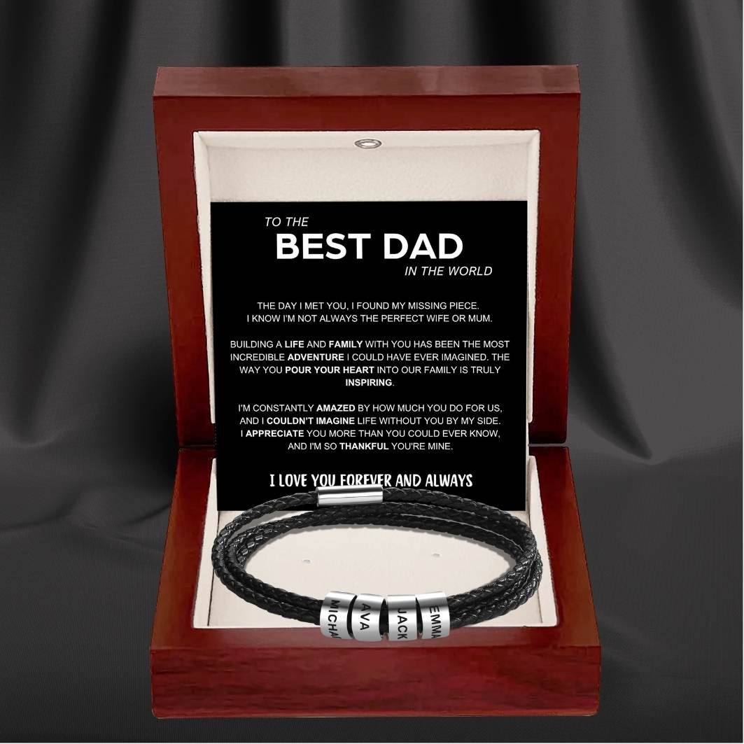 Inner Circle Timeless Bracelet with Engraved Name Beads - Best Dad In The World
