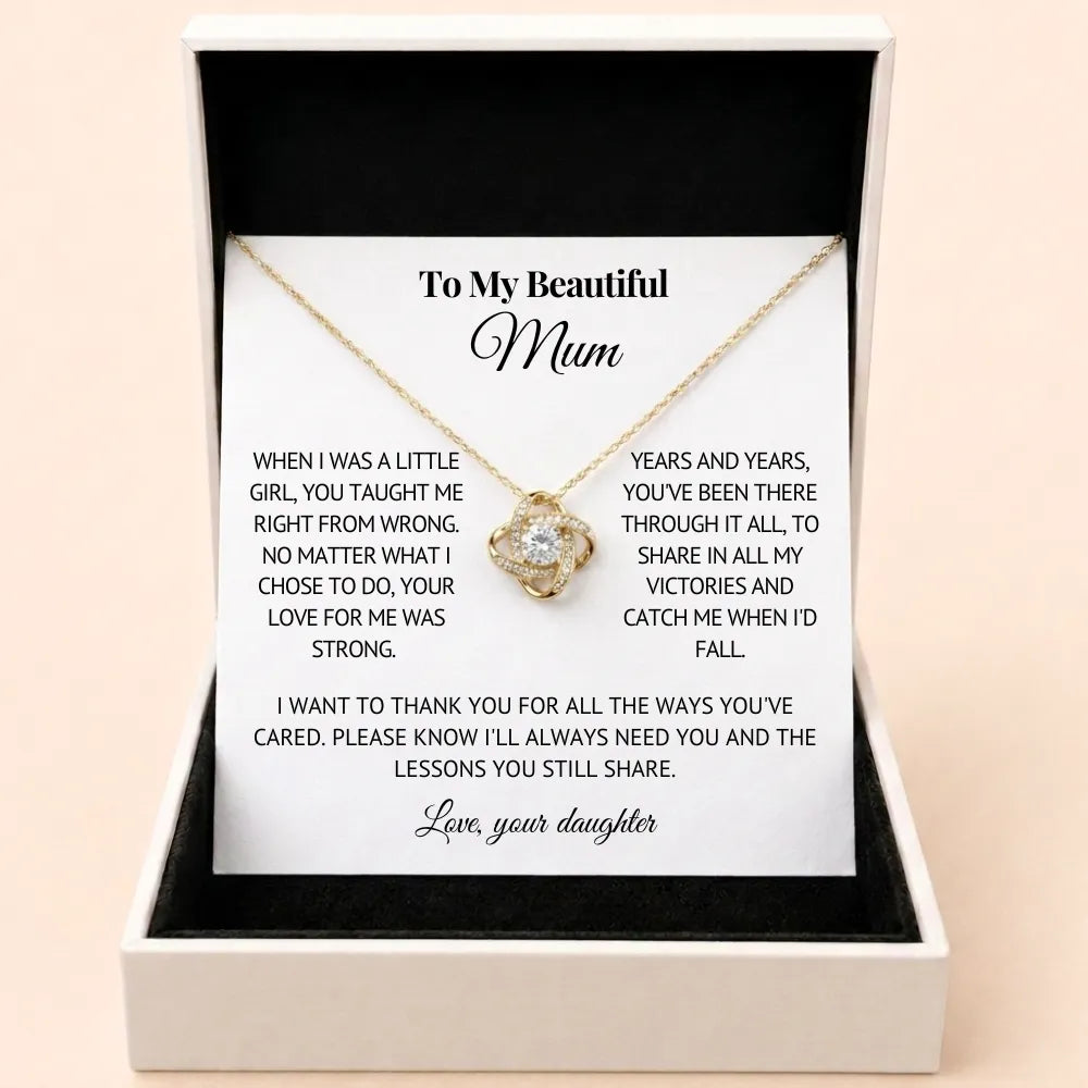 To Mum - Love Knot Necklace For Mum - Love, Your Daughter