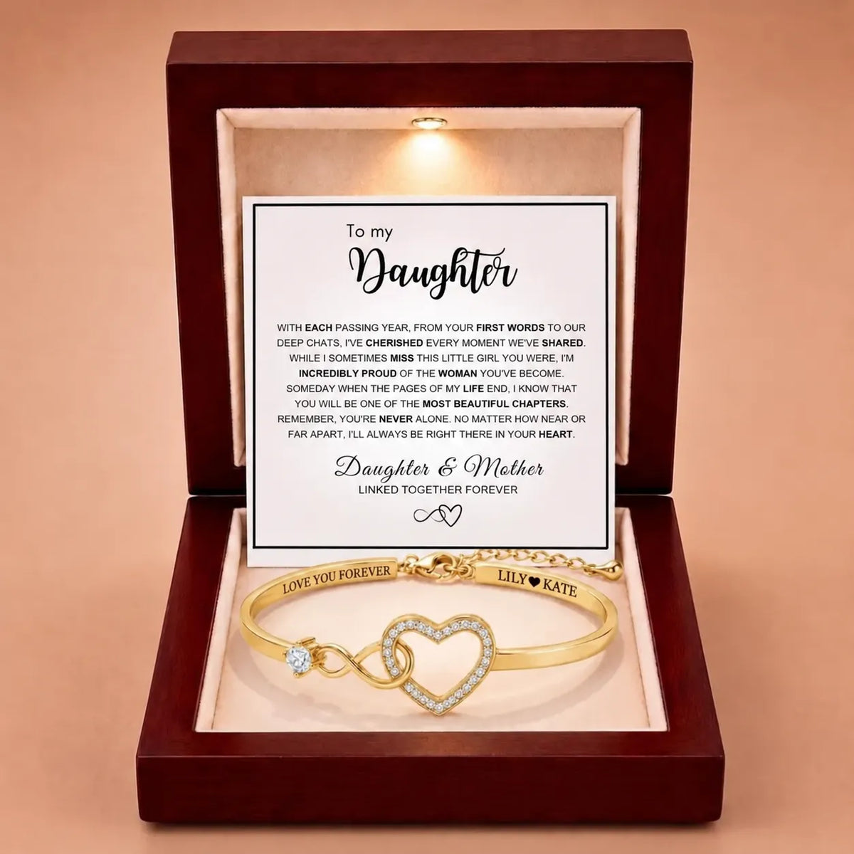 To My Daughter - Forever Linked Bracelet - 'Proud of the Woman You've Become'