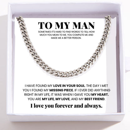 To My Man - Cuban Link Chain - My Life, My Love, My Bestfriend