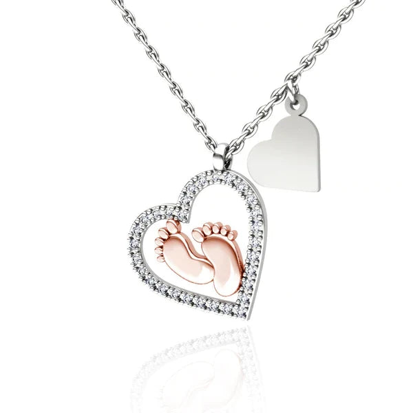 Baby Feet Heart Necklace - To My Mummy
