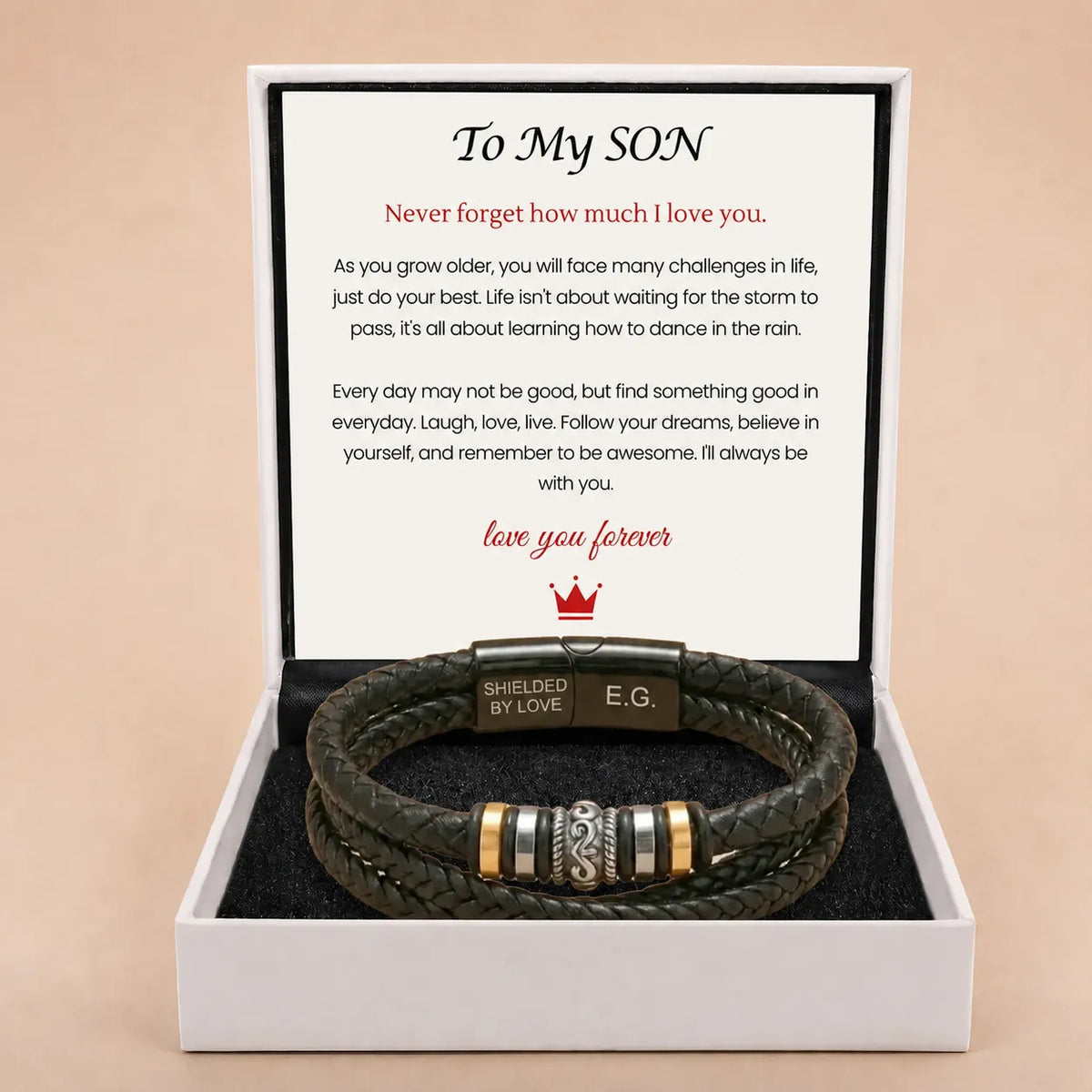 To My Son - 'Love You Forever' Personalised Name Bracelet