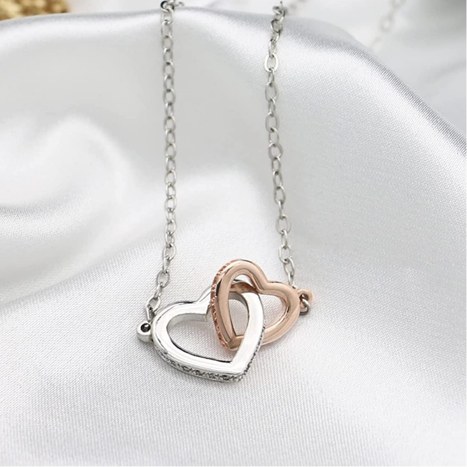 Interlocking Hearts Necklace For Sister - Lucky To Have You