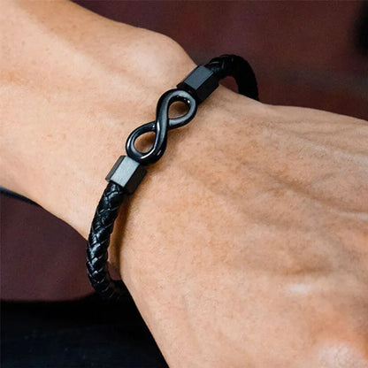 To My Grandson 'Love you forever' Engraved Infinity Braided Bracelet
