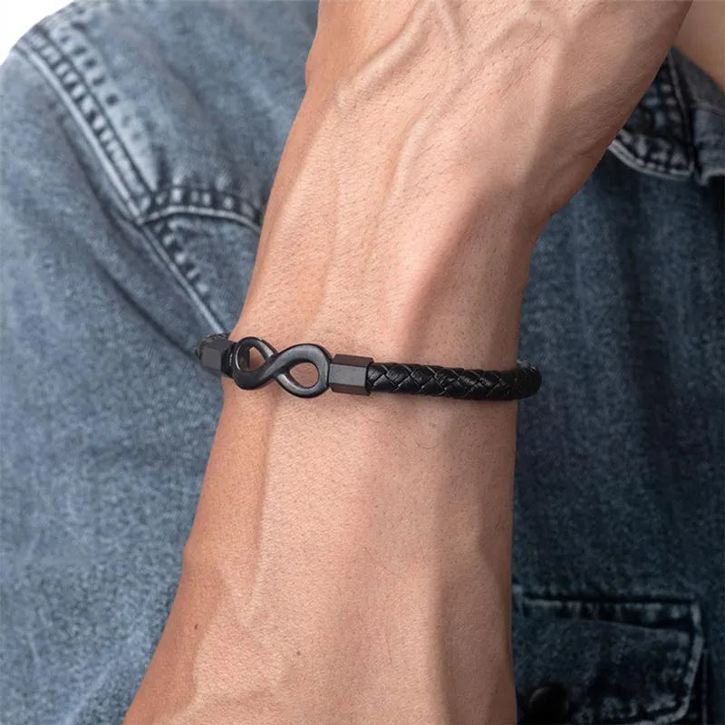 To My Son 'Love you forever' Engraved Infinity Braided Bracelet