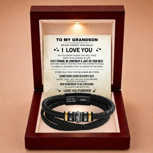 To My Grandson - 'Love You Forever' Personalised Name Bracelet