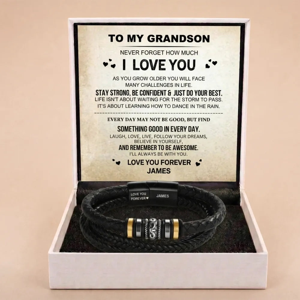 To My Grandson - 'Love You Forever' Personalised Name Bracelet