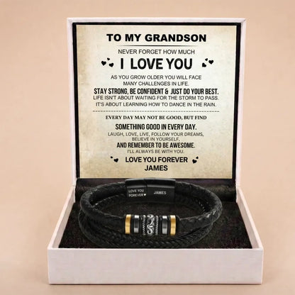 To My Grandson - 'Love You Forever' Personalised Name Bracelet