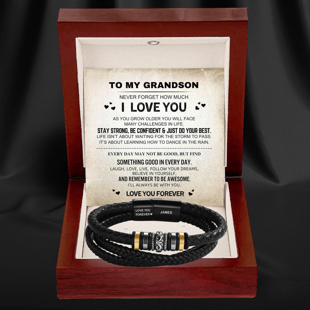 To My Grandson - 'Love You Forever' Personalised Name Bracelet