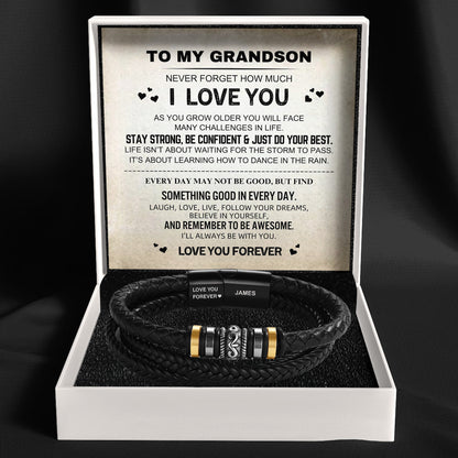 To My Grandson - 'Love You Forever' Personalised Name Bracelet