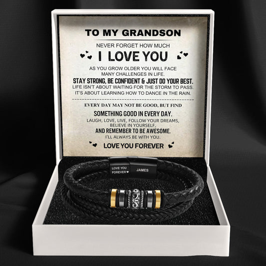 To My Grandson - 'Love You Forever' Personalised Name Bracelet