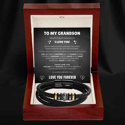 To My Grandson – ‘Love You Forever’ Personalised Name Bracelet