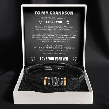 To My Grandson – ‘Love You Forever’ Personalised Name Bracelet