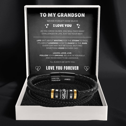 To My Grandson – ‘Love You Forever’ Personalised Name Bracelet