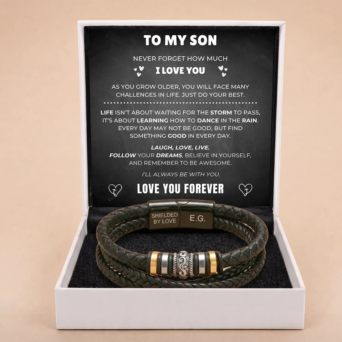 To My Son – ‘Love You Forever’ Personalised Name Bracelet