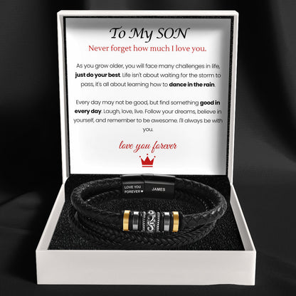 To My Son - 'Love You Forever' Personalised Name Bracelet