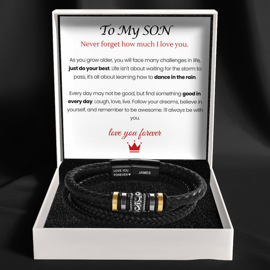 To My Son - 'Love You Forever' Personalised Name Bracelet