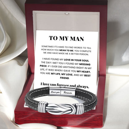 To My Man 'Forever Linked Together' Braided Leather Bracelet