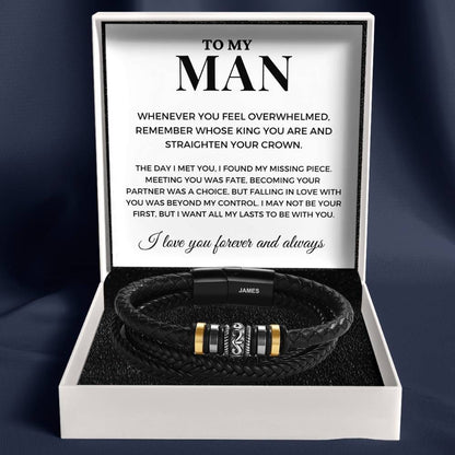 To My Man - 'Love You Forever' Personalised Name Bracelet
