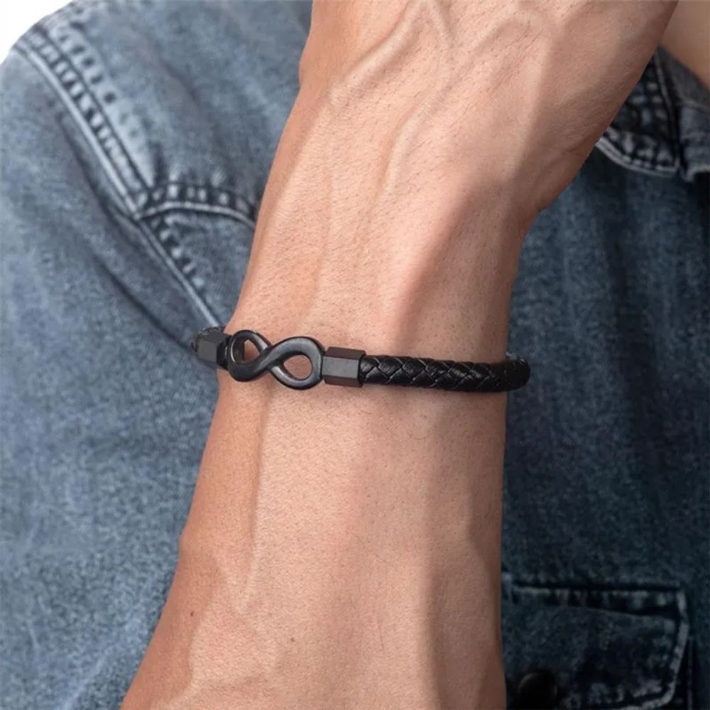 To My Son 'Love you forever' Engraved Infinity Braided Bracelet