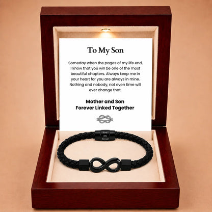 To My Son 'Love You Forever' Engraved Infinity Braided Bracelet