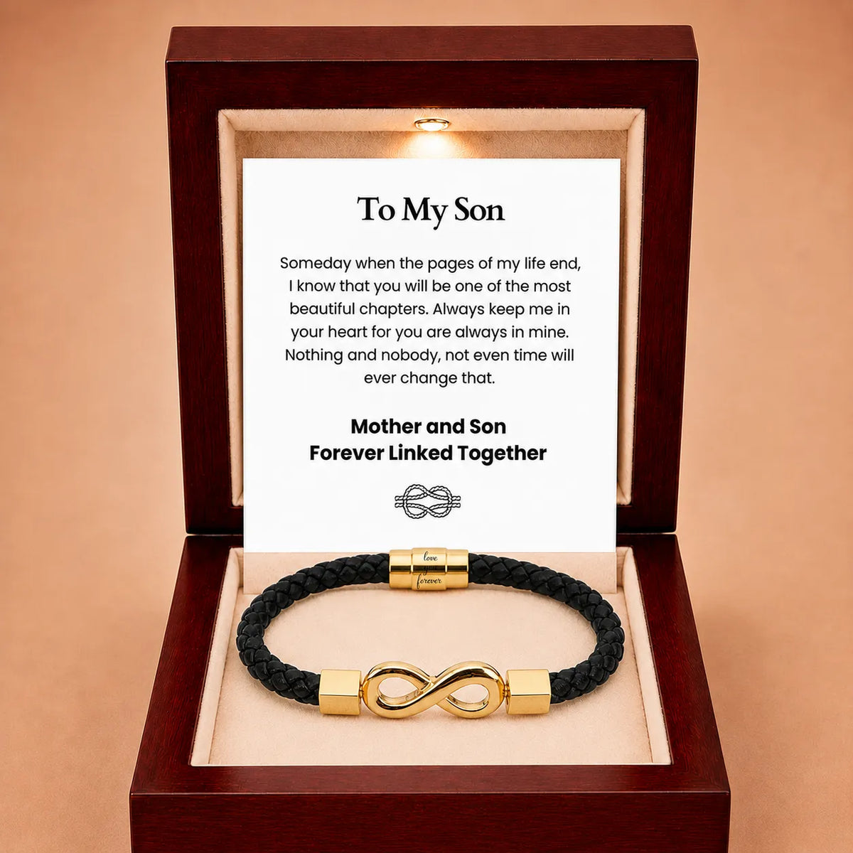 To My Son 'Love You Forever' Engraved Infinity Braided Bracelet