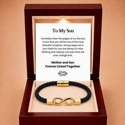 To My Son 'Love You Forever' Engraved Infinity Braided Bracelet