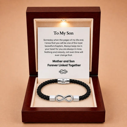 To My Son 'Love You Forever' Engraved Infinity Braided Bracelet