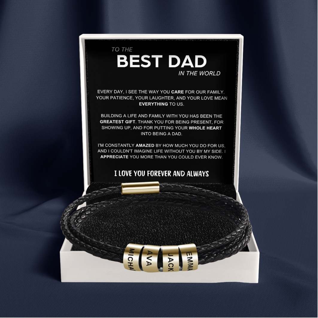 Inner Circle Timeless Bracelet with Engraved Name Beads - Best Dad In The World