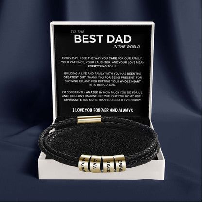 Inner Circle Timeless Bracelet with Engraved Name Beads - Best Dad In The World