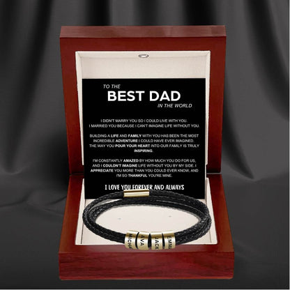 Best Dad In The World - Inner Circle Timeless Bracelet with Engraved Name Beads