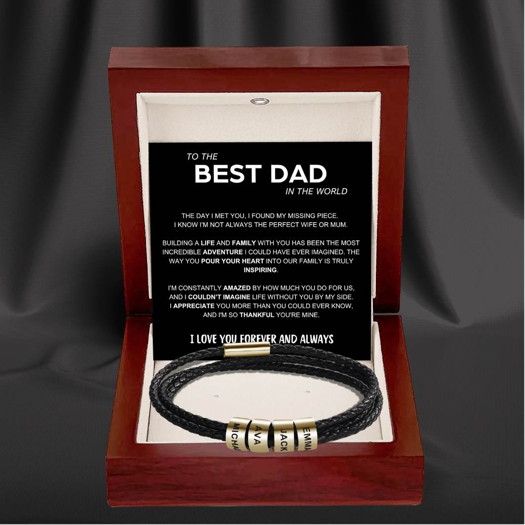 Inner Circle Timeless Bracelet with Engraved Name Beads - Best Dad In The World