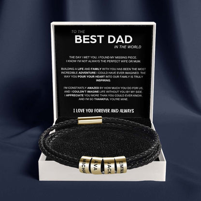 Inner Circle Timeless Bracelet with Engraved Name Beads - Best Dad In The World