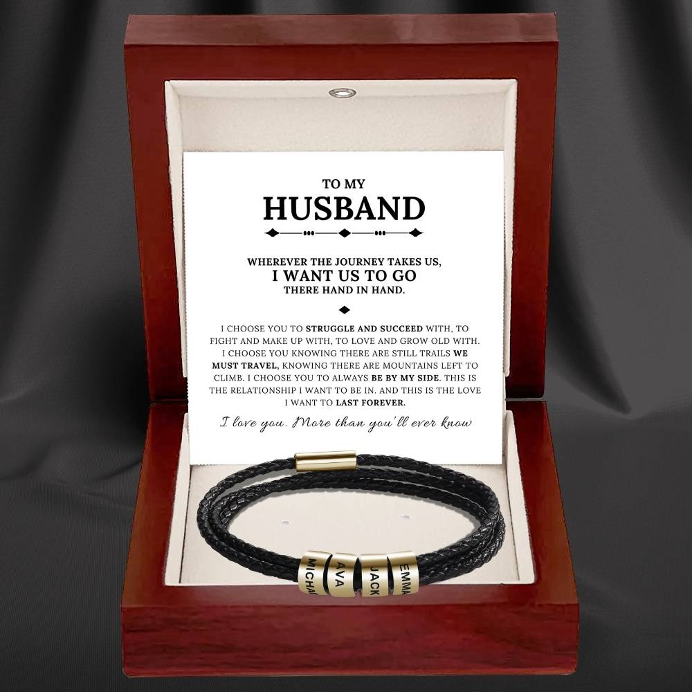 To My Husband - Inner Circle Timeless Bracelet with Engraved Name Beads