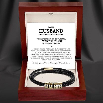 To My Husband - Inner Circle Timeless Bracelet with Engraved Name Beads
