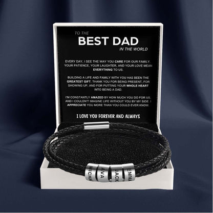 Inner Circle Timeless Bracelet with Engraved Name Beads - Best Dad In The World