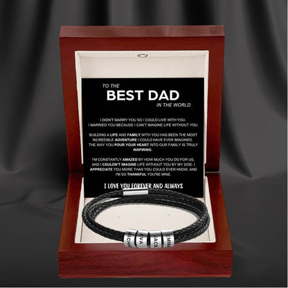 Best Dad In The World - Inner Circle Timeless Bracelet with Engraved Name Beads