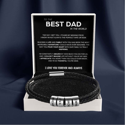 Inner Circle Timeless Bracelet with Engraved Name Beads - Best Dad In The World