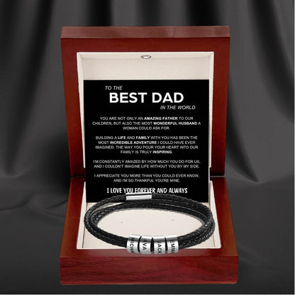 Inner Circle Timeless Bracelet with Engraved Name Beads - Best Dad In The World