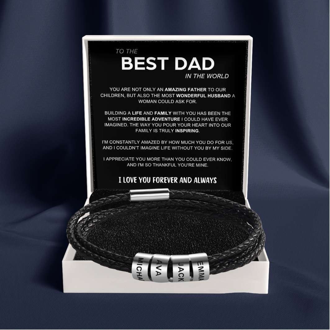 Inner Circle Timeless Bracelet with Engraved Name Beads - Best Dad In The World