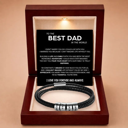 Best Dad In The World - Inner Circle Timeless Bracelet with Engraved Name Beads