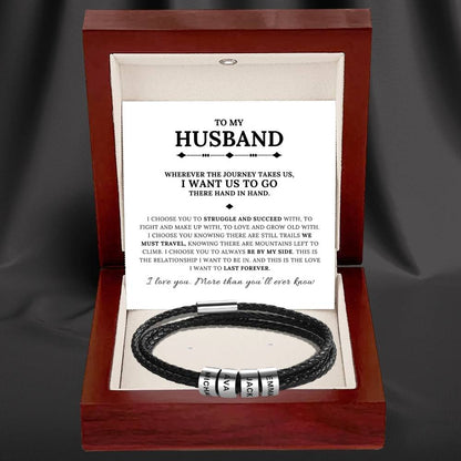To My Husband - Inner Circle Timeless Bracelet with Engraved Name Beads