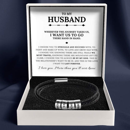 To My Husband - Inner Circle Timeless Bracelet with Engraved Name Beads