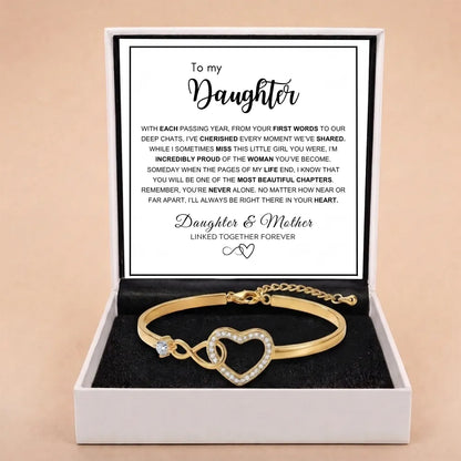 To My Daughter - Infinity Heart Bracelet - Forever Linked Together