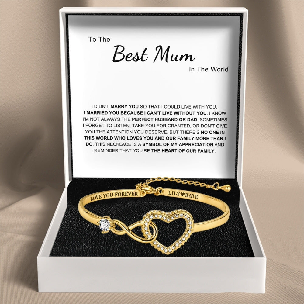 To My Wife - Infinity Heart Name Bracelet