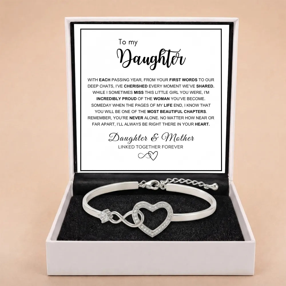 To My Daughter - Infinity Heart Bracelet - Forever Linked Together