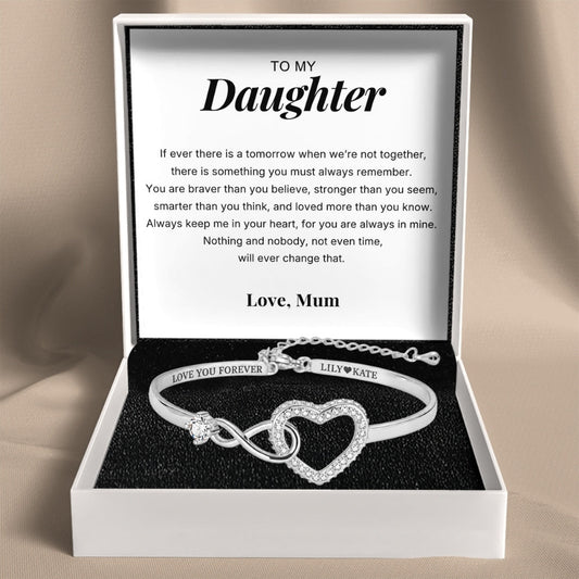 To My Daughter - Infinity Heart Name Bracelet