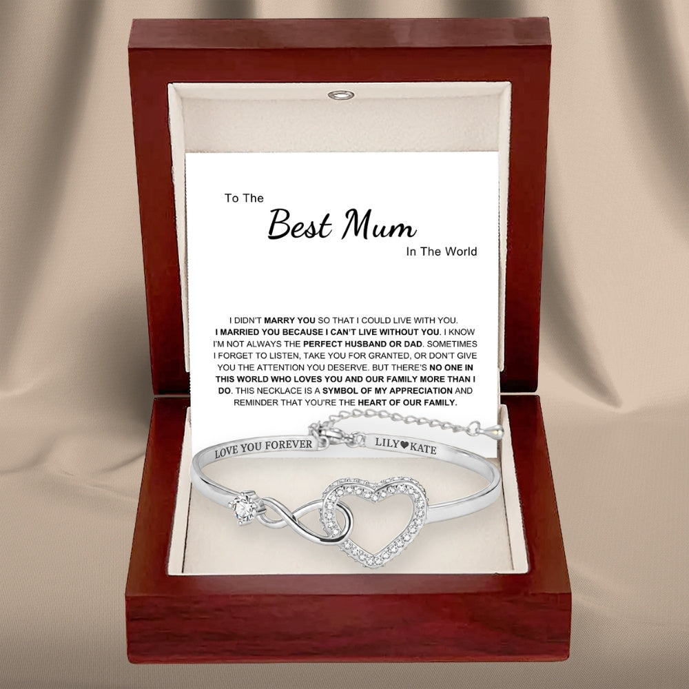 To My Wife - Infinity Heart Name Bracelet
