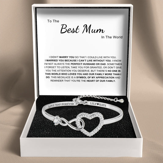 To My Wife - Infinity Heart Name Bracelet